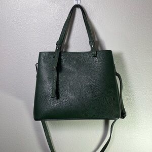 Uno Alla Volta Dark Green Satchel Crossbody Italian Leather Handbag Tote Purse